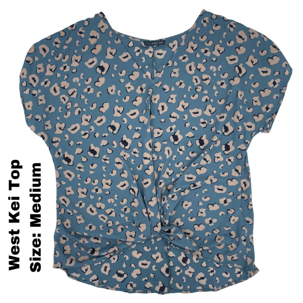 Animal Print Woven S/S Twist Front Top